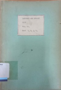 Languange and speech vol. 21, part 1, Jan,-Mar. 1978