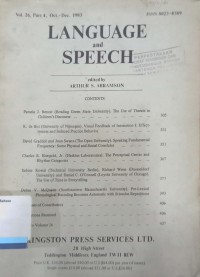 Languange and speech vol. 26, part 4, Oct. - Dec 1983