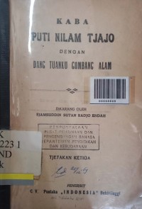 Kaba puti nilam tjajo dengan dang tuanku gombang alam