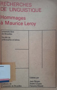 Recherches de Linguistique