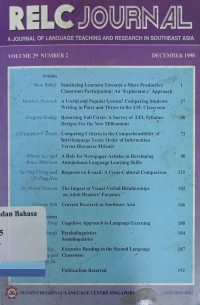 Image of Relc Journal, vol 29 no 2, 1998
