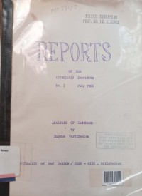 Reports of the Linguistics Institue