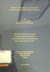 Sufism in Indonesia: An Analysis of Nawawi Al-Banteni's Salalim Al-Fudala