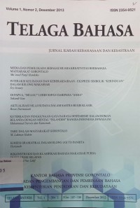 Telaga Bahasa: Jurnal Ilmiah Kebahasaan dan Kesastraan, Volume 1, Nomor 2, Desember 2013