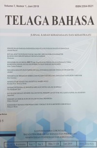 Telaga Bahasa: Jurnal ilmiah kebahasaan dan kesastraan volume 7,nomor 1, Juni 2019
