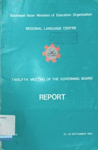 Regional Language Centre: twelfth meeting of the  governing board report 26-28 September 1983