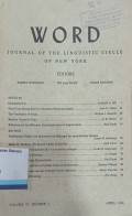 WORD Journal Of The Linguistic Circle Of New York