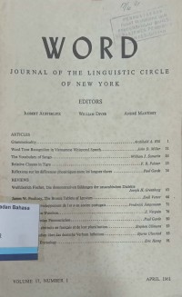 WORD Journal Of The Linguistic Circle Of New York