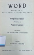 WORD Journal Of The Linguistic Association : Linguistic Studies